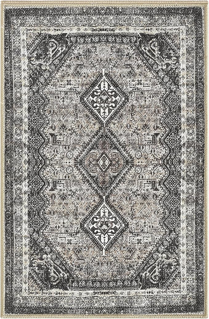 Keen Home Design 2x3 Rug - Machine Washable Entry Rug with Non-Slip Backing, Ideal for Enteryway, Kitchen, Bathroom, Laundry Room - Vintage, Easy Clean, Durable, Low Pile Rug - (2' x 3')