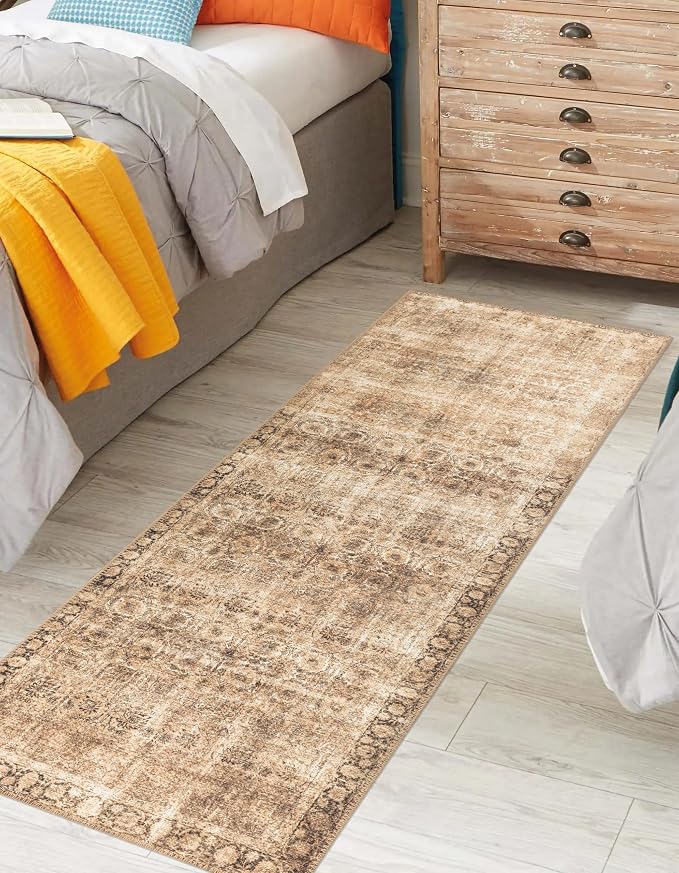 Keen Home Design 30"x120" Rug - Machine Washable Runner Rug with Non-Slip Backing, Ideal for Hallway, Entryway, Kitchen, Laundry Room - Vintage, Easy Clean, Durable, Low Pile - (2'6" x 10')