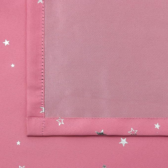 BGment Pink Star Room Darkening Curtains for Kid's Bedroom - Grommet Thermal Insulated Blackout Printed Curtains for Girl Room, Set of 2 Panels, 38 x 45 Inch