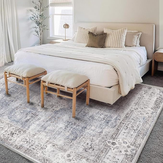 CHAMPLANT Washable Area Rug 10'x14' Boho Design Non-Shedding Easy Care Ideal for High Traffic Areas in Living Room Bedroom Office Coffee Table Kitchen Large Carpet