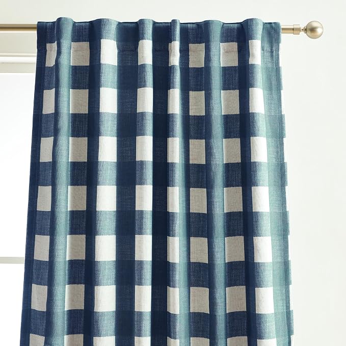 Grainger Rod Pocket Back Tab Window Curtain Panel, Indigo - 52" W x 63" L