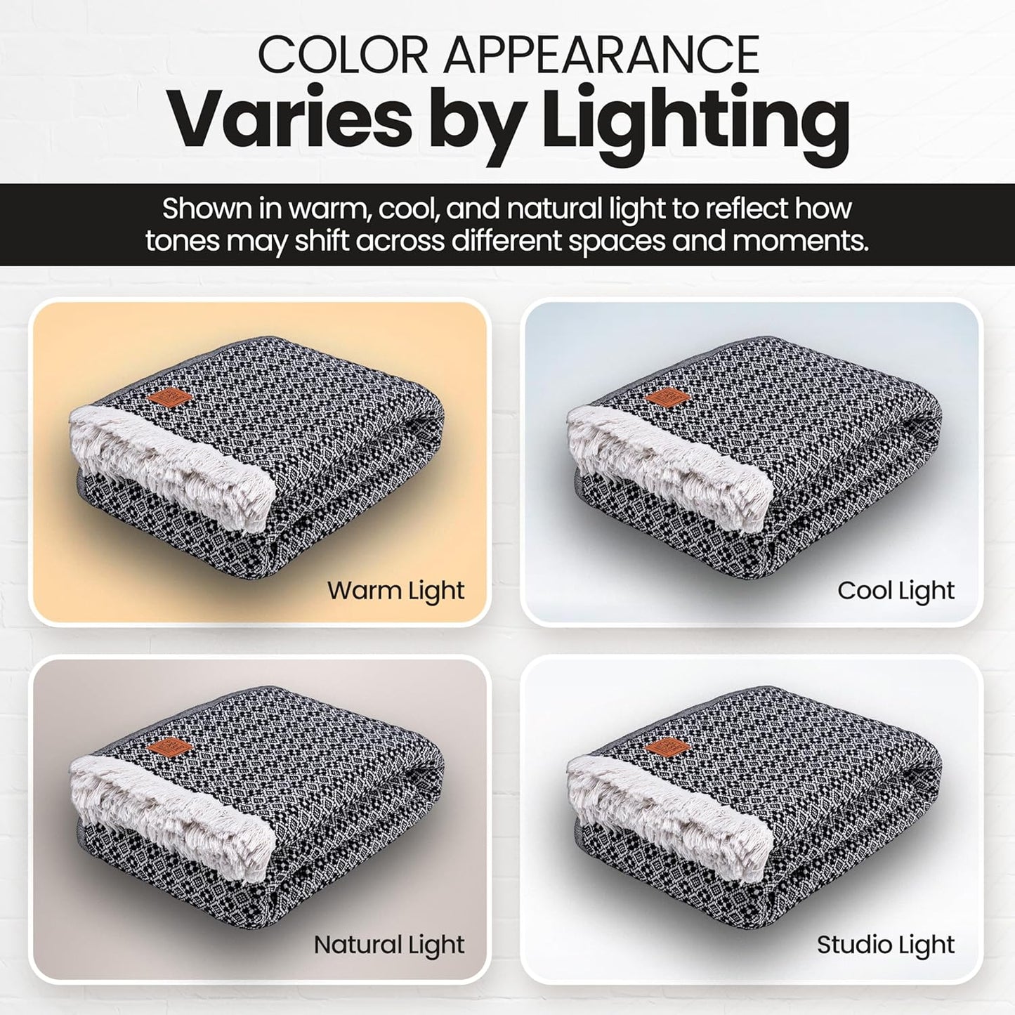 Gold Case Throw Blanket for Bed – 100% Recycled Turkish Cotton Bed Blanket – Decorative Throw Cotton Blankets for Living Room & Bedroom – Retro Black Woven Queen Blankets – 90x90