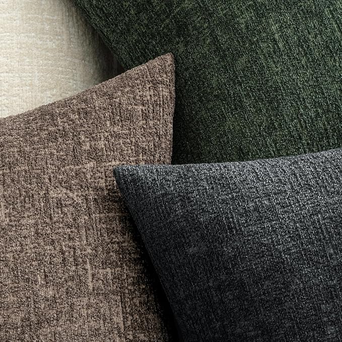 MIULEE Decorative Throw Pillow Covers 20x20 Pack of 2 Dark Grey Couch Pillow Covers Soft Cozy Textured Chenille Pillowcases for Home Decor Sofa Living Room Cushion Bedroom