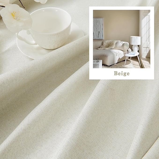 DUALIFE Room Darkening Curtains for Large Windows Modern Farmhouse Patio Sliding Door Curtains for Bedroom 2 Panels, Back Tab Hook Belt Pinch Pleated Blackout Drapes 84 Inch Wide by 96 Inch Long,Ivory