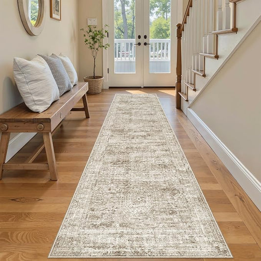 Soalmost Runner Rug 2x7 Washable Non-Slip Hallway Runner Rugs for Kitchen Bathroom Laundry Room Brown Vintage Floor Carpet Runners for Hallways Entryway