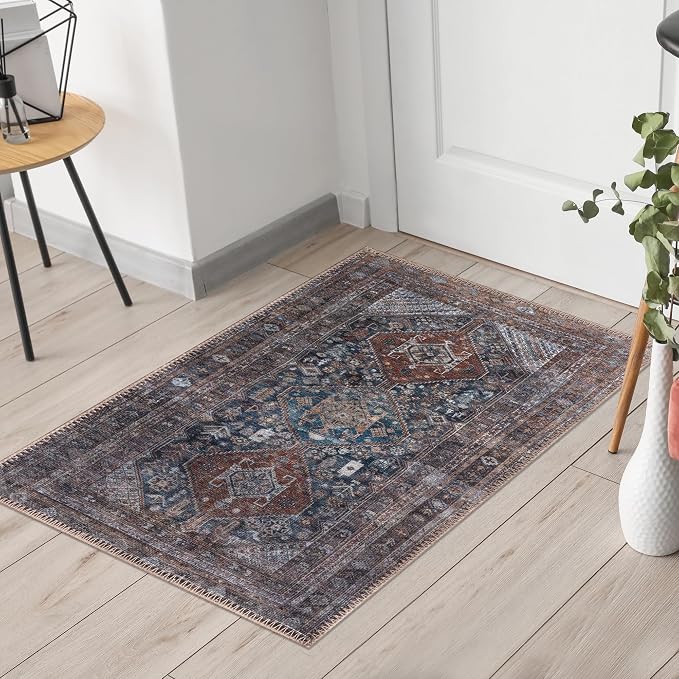 Keen Home Design 24"x36" Rug - Machine Washable Entry Rug with Non-Slip Backing, Ideal for Enteryway, Kitchen, Bathroom, Laundry Room - Vintage, Easy Clean, Durable, Low Pile - (2' x 3')