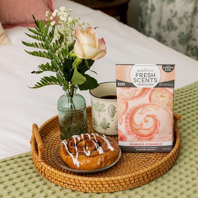 Fresh Scents Scented Sachets | Summer Romance | Home Fragrance | Long Lasting (Up to 6 Months) | Air Freshener for Closets, Drawers, & Cars | 6 Pack