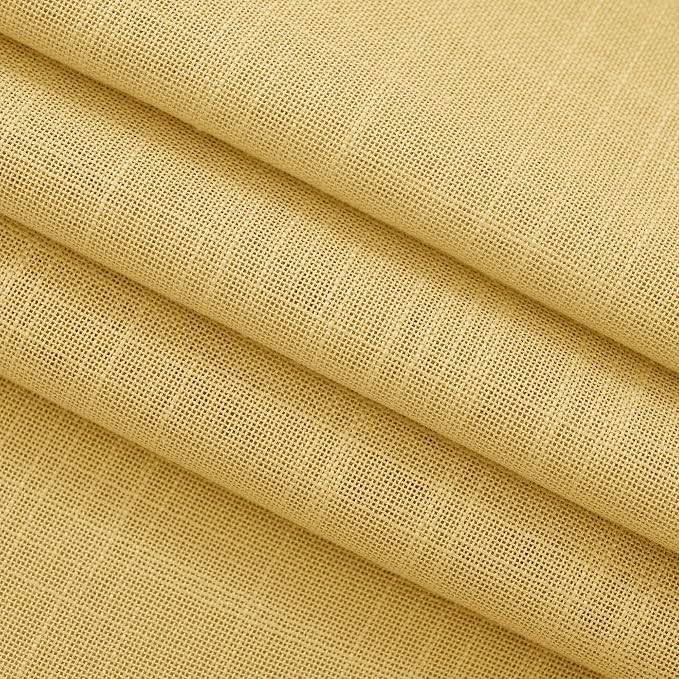 Gold Curtains for Living Room Back Tab Modern Farmhouse Semi Sheer Curtains 84 inches Long 2 Panels Set Muted Neutral Window Curtain for Dining Room Bedroom 52x84