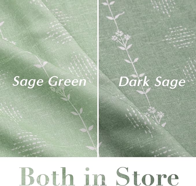 Sage Green Spring Cottage Core Curtains for Living Room, 63 Inch Length Floral Gingham Plaid Inspired Patterned Look, Semi Sheer Cottagecore Curtains for Bedroom Nursery 2 Panels Set