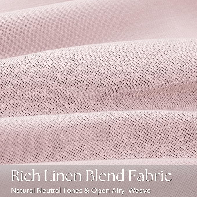 Pink Pinch Pleated Linen Curtains 63 Inch Length 2 Panels for Living Room Bedroom Textured Pink Semi Sheer Drapes Pinch Pleat Rings Window Curtain 40x63