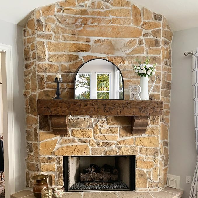 CIRCUMI Arched Wall Mirror, 24"x20" Black Arched Mirror with Tempered Glass, Metal Frame, Large Size for Entryway Table, Mantel,Living Room,Over Sink,Arch Mirror for Decor,Shatterproof&Crystal-Clear
