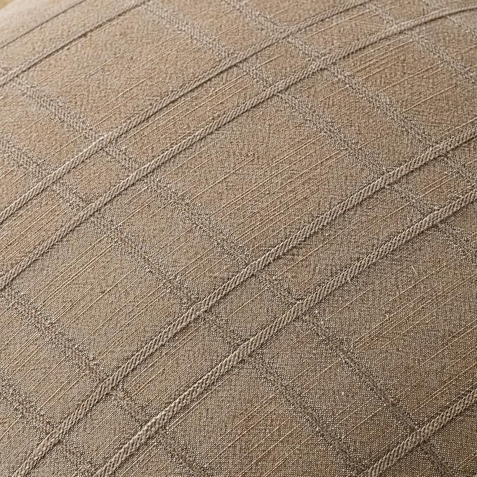 MIULEE Decorative Linen Check Euro Shams Throw Pillow Covers Neutral Farmhouse Vintage Pillow Covers 22x22 Set of 2 Boho Modern Winter Home Decor for Sofa Couch Bedroom Cushion Light Brown