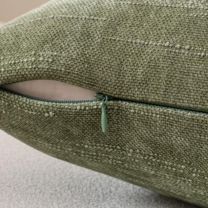 MIULEE Pack of 2 Decorative Throw Pillow Covers Soft Chenille Throw Pillows Solid Textured Cushion Covers for Spring Couch Sofa Bedroom Living Room 20x20 Inch, Sage Geen