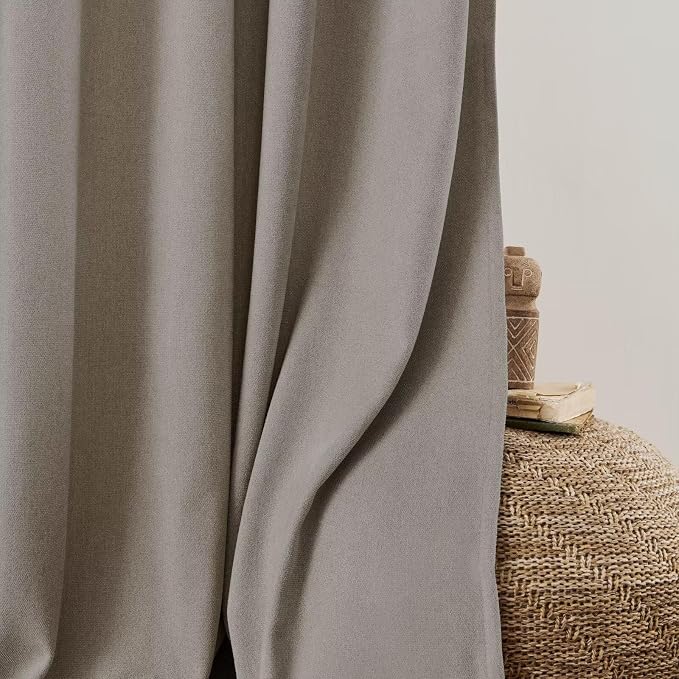 Joydeco Faux Linen Curtains 108 Inch Length 2 Panels Set, Light Filtering Curtains for Bedroom, Living Room Drapes with Rod Pockets (52x108 inch, Thick Linen)