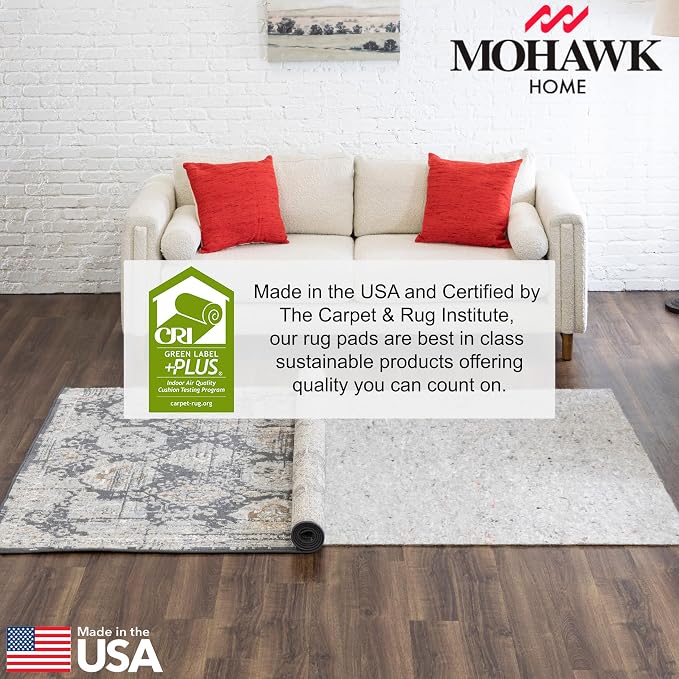 Mohawk Home Felt Rug Pad 9' x 12' - 1/4 Inch Thick Cushion for Area Rugs, Protective Underlay for Hardwood Floors, Comfort and Insulation – Felt Only Pad