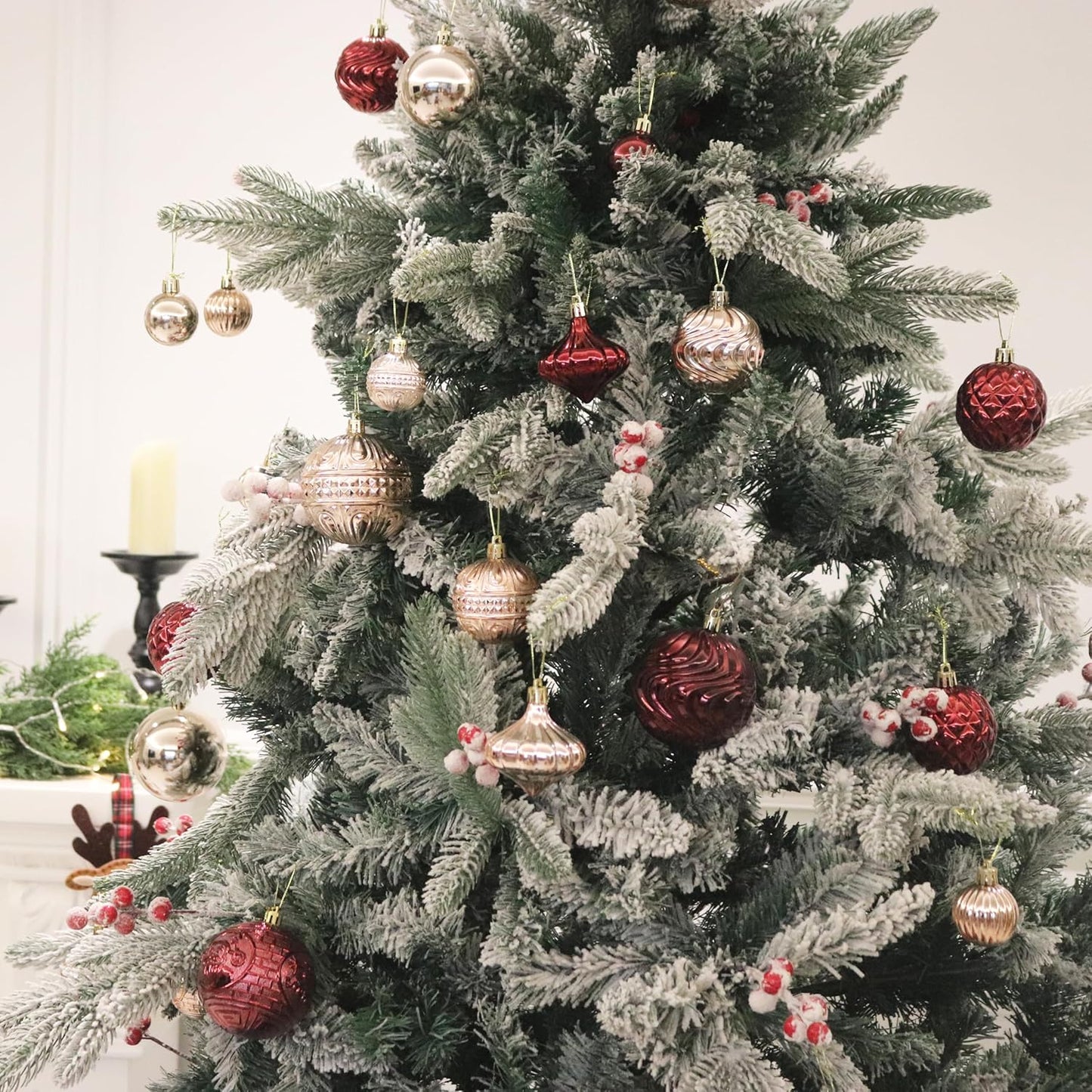 Christmas Ornaments Set with 36pcs Shatterproof Christmas Tree Decorations Multi-Size Christmas Ball Ornaments with 7 Styles Champagne