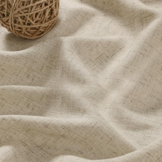 Aersas Eggshell Beige Linen Curtains 108 Inches Length for Living Room Flax Texture Wave Fabric Semi Sheer with Rod Pocket Back Tab for Bedroom Balcony Light Filtering Neutral Home Decor 52x108