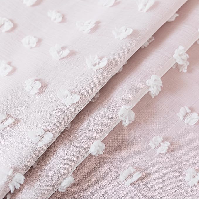 Lino Rosa Kids Blackout Curtains 96 Inches Long for Princess Girls Bedroom,Baby Pink Ruffle Pom Pom Dreamy Frilly Fluffy Black Out Curtains for Nursery 2 Panel Set
