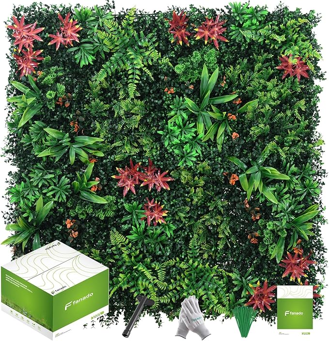Grass Wall Panels 16 Pack 20"x20", Artificial Hedge Greenery Wall Backdrop, Plant Wall, UV Protected Privacy Fence Screen, Green Wall Decor for Outdoor Indoor Wedding Décor