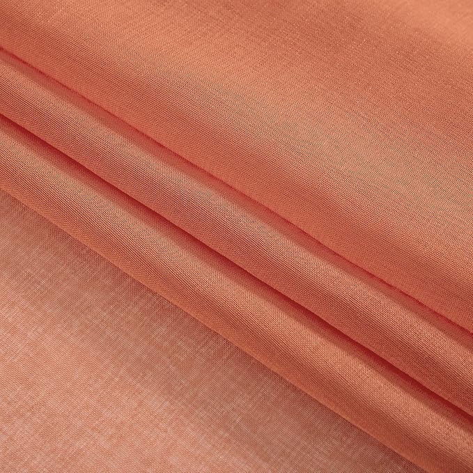 MIULEE 2 Panels Burnt Orange Semi Sheer Window Curtains - Elegant Grommet Top Voile Panels/Drapes/Treatment - Linen Textured for Bedroom Living Room Fall Decor (54X96 Inches)