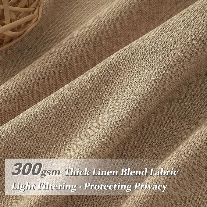 Pleated Linen Rust Brown Curtains 84 Inches Long 2 Panels Set for Bedroom, Memory Trained Pinch Pleat Light Filtering Semi Sheer Window Drapes Living Room Rustic Curtain 84 Inch Length with Back Tab