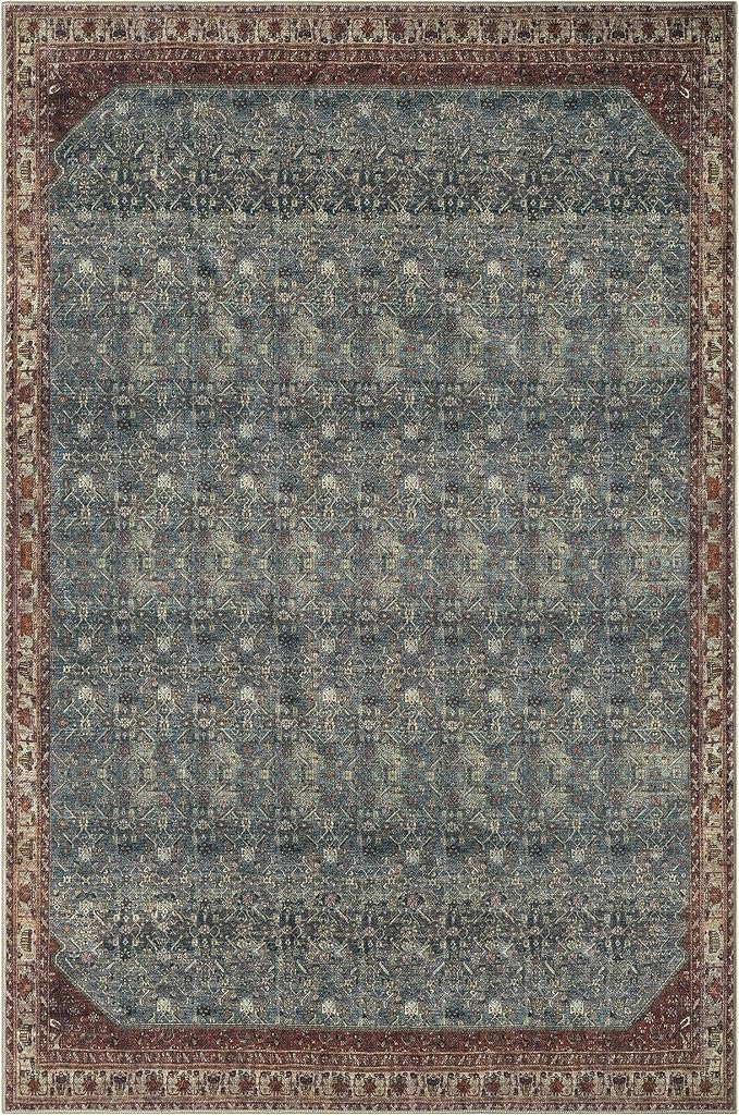 Keen Home Design 6x9 Rug - Machine Washable Area Rug with Non-Slip Backing, Ideal for Living Room, Dining Room, Bedroom - Vintage, Easy Clean, Durable, Low Pile Rug - (6' x 9')