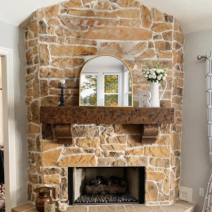 CIRCUMI Arched Wall Mirror, 24"x24" Gold Arched Mirror with Tempered Glass, Metal Frame, Large Size for Entryway Table, Mantel,Living Room,Over Sink,Arch Mirror for Decor,Shatterproof&Crystal-Clear