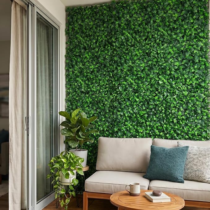 NatraHedge 20''X50'' Artificial Privacy Grass Wall Decor, Ficus Leaf, Faux | Trellis, Expandable lattice Panels for Indoor, Outdoor, Garden And Balcony Greenery Wall Fence Screen | UV Resistant