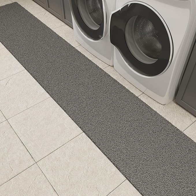 Ottomanson Long Shag Runner Rug 2' x 24', Fluffy Extra Long Hallway Runner with Non-Slip Rubber Backing, Soft Non-Shedding Rug for Corridor, Entryway, Kitchen, Laundry, Gray