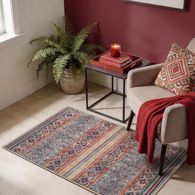 Keen Home Design 2x3 Rug - Machine Washable Entry Rug with Non-Slip Backing, Ideal for Enteryway, Kitchen, Bathroom, Laundry Room - Vintage, Easy Clean, Durable, Low Pile Rug - (2' x 3')
