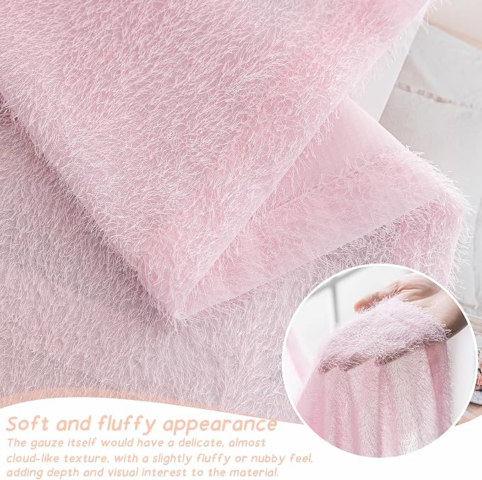 Pink Curtains 90 inch Long 2 panels for Girls Bedroom Modern Farmhouse Soft Furry Curtains Back Tab Shabby Chic Boho Cute Curtain Semi Sheer Nursery Baby Room Aesthetic Elegant Drape 52x90 Length