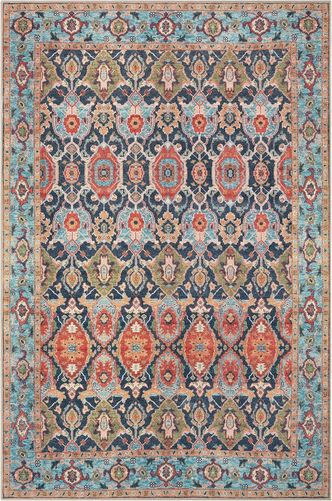 Keen Home Design 10x14 Rug - Machine Washable Area Rug with Non-Slip Backing, Ideal for Living Room, Dining Room, Bedroom - Vintage, Easy Clean, Durable, Low Pile Rug - (9'7" x 14')