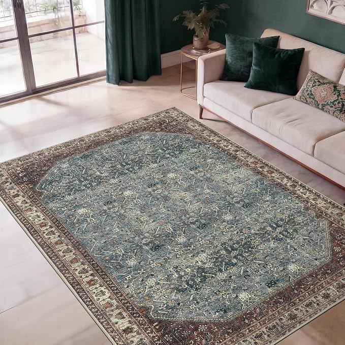 Keen Home Design 3x5 Rug - Machine Washable Entry Rug with Non-Slip Backing, Ideal for Enteryway, Kitchen, Bathroom, Laundry Room - Vintage, Easy Clean, Durable, Low Pile Rug - (3' x 5')