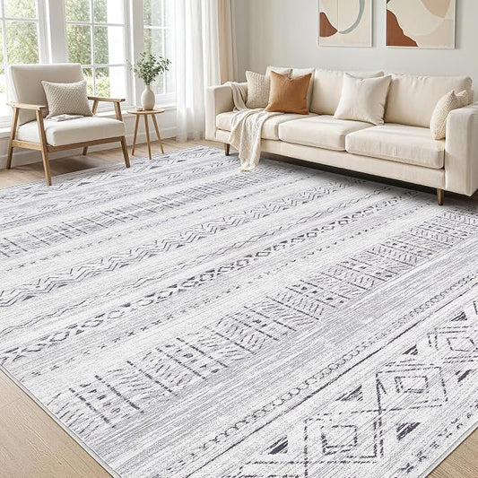 cotiled 5x7 Area Rugs Living Room Rug: Washable Boho Rugs with Non Slip Backing Large Soft Indoor Stain Resistant Carpet for Bedroom Farmhouse Dining Room Lightweight Home Decor Dark Grey