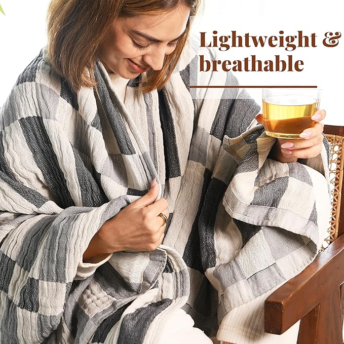 Folkulture Throw Blanket for Couch 50" x 60", 100% Recycled Cotton Blanket and Throws for Chair, Soft Throw Blanket for Bed or Bed Throws for Sofa, Boho