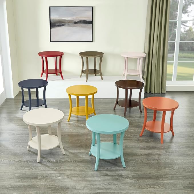 Roundhill Furniture Perth Contemporary Round End Table with Shelf