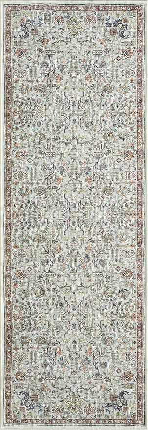 Keen Home Design 30"x120" Rug - Machine Washable Runner Rug with Non-Slip Backing, Ideal for Hallway, Entryway, Kitchen, Laundry Room - Vintage, Easy Clean, Durable, Low Pile - (2'6" x 10')