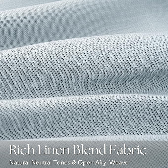 Greyish Blue Pinch Pleated Linen Curtains 63 Inch Length 2 Panels for Living Room Bedroom Textured Semi Sheer Drapes Pinch Pleat Rings Window Curtain 40x63