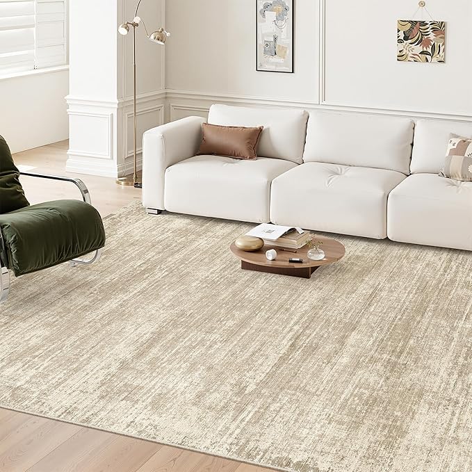 zesthome 5x7 Area Rugs, Modern Washable Rug, Non-Slip Rugs for Living Room, Stain Resistant Abstract Rugs, Ultra-Thin Indoor Area Rug 5x7, Home Decor Beige Rug
