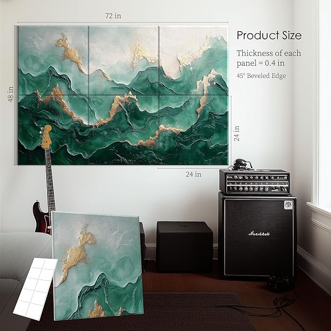 6-Pack Acoustic Wall Panels 72x48 Inch Decorative Acoustic Panels Sound Absorbing Wall Art for Studio Office Home Easy Installation