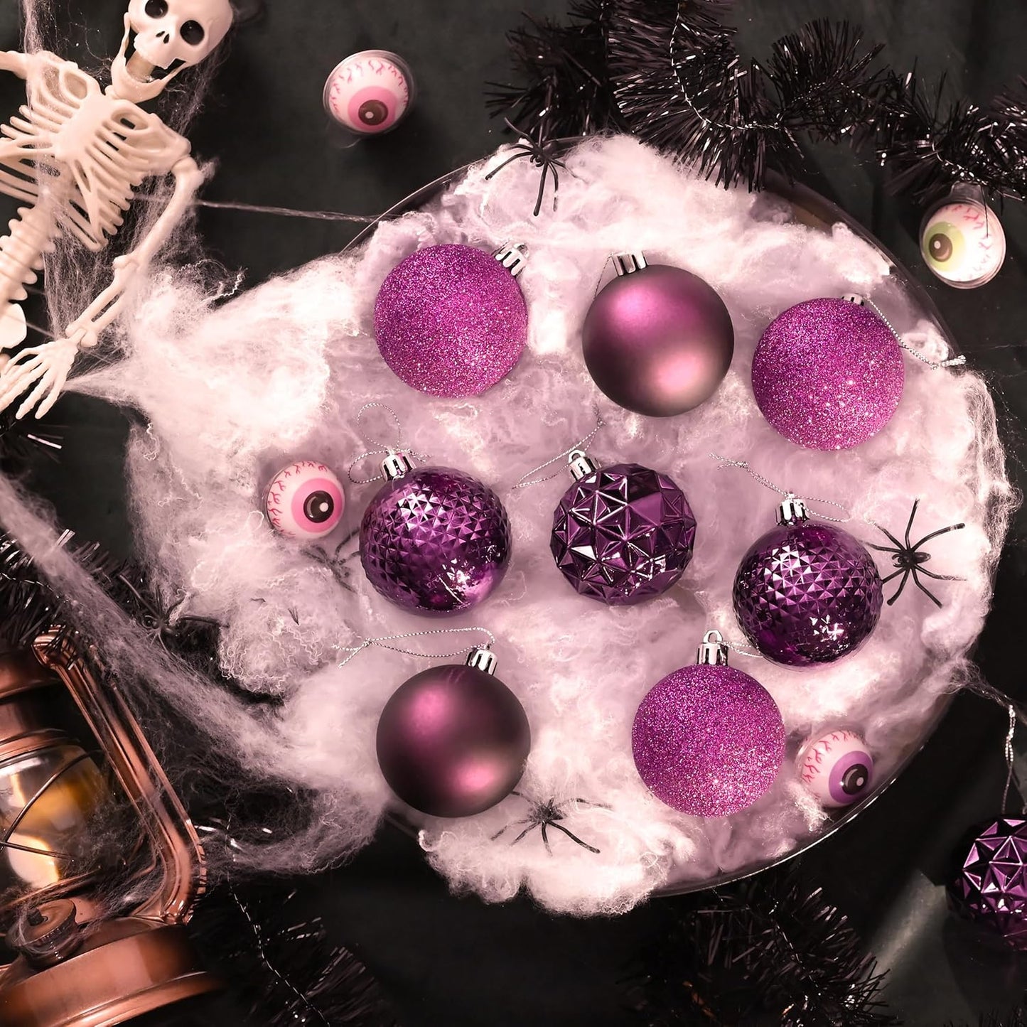 Valery Madelyn Christmas Tree Decorations Ornament Set for Fall Halloween, 50ct 2 Inches Purple Shatterproof Christmas Ball Ornaments Hanging Xmas Holiday Party Decor