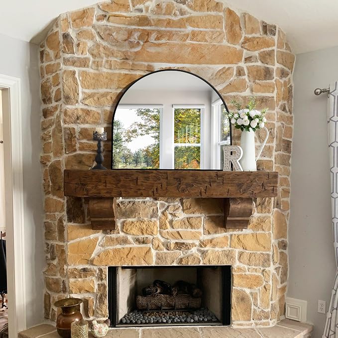 CIRCUMI Arched Wall Mirror, 36"x30" Black Arched Mirror with Tempered Glass, Metal Frame, Large Size for Entryway Table, Mantel,Living Room,Over Sink,Arch Mirror for Decor,Shatterproof&Crystal-Clear