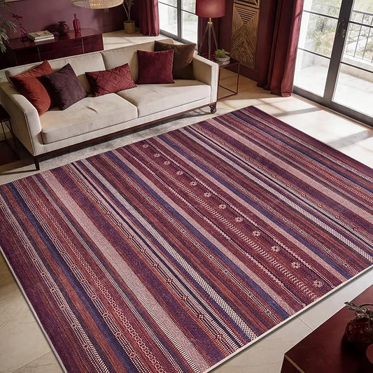 Keen Home Design 6x9 Rug - Machine Washable Area Rug with Non-Slip Backing, Ideal for Living Room, Dining Room, Bedroom - Vintage, Easy Clean, Durable, Low Pile Rug - (6' x 9')