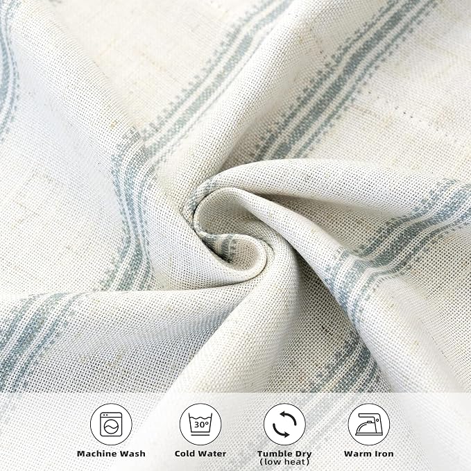 DriftAway Farmhouse Linen Lined Valance Double Layer Thermal Insulated Room Darkening Blackout Window Valances 3 Inch Rod Pocket Vertical Striped Kitchen Valance for Bathroom Single 52 x 18 Inch Green