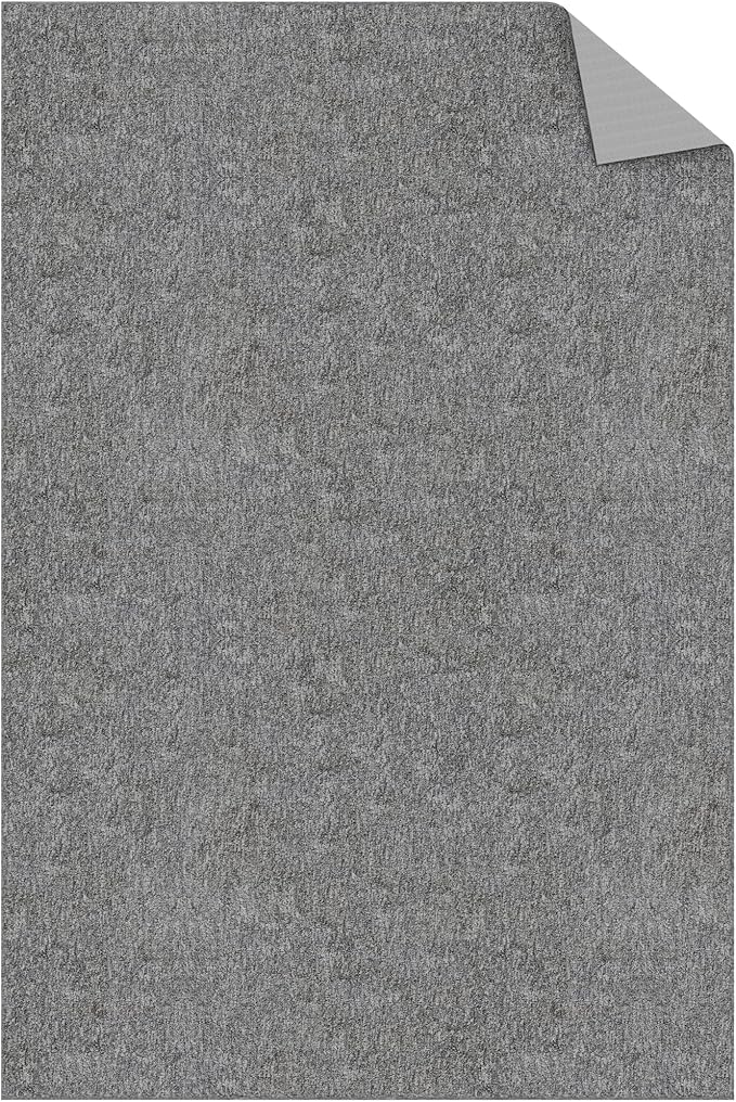 Ottomanson 6'6" x 10' Ultra-Thin Area Rug Durable Non-Slip Carpet for High-Traffic Areas - Fits Under Doors for Easy Use - Ideal for Living Room, Bedroom, Kitchen, Bathroom & Entryway, Gray