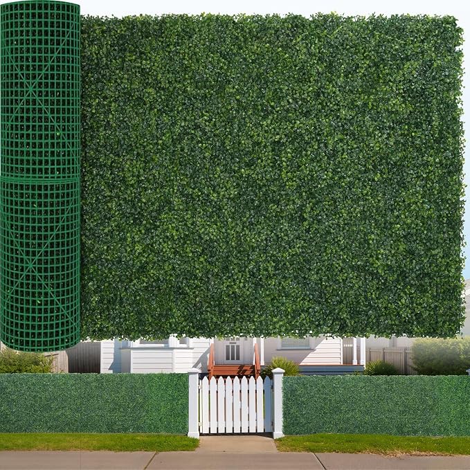 Artificial Boxwood Roll, 48x160 in(53 sqft) UV-Anti Faux Ivy Grass Wall Backdrop for Balcony Privacy, Fake Greenery Wall Decor for Garden, Patio, Backyard