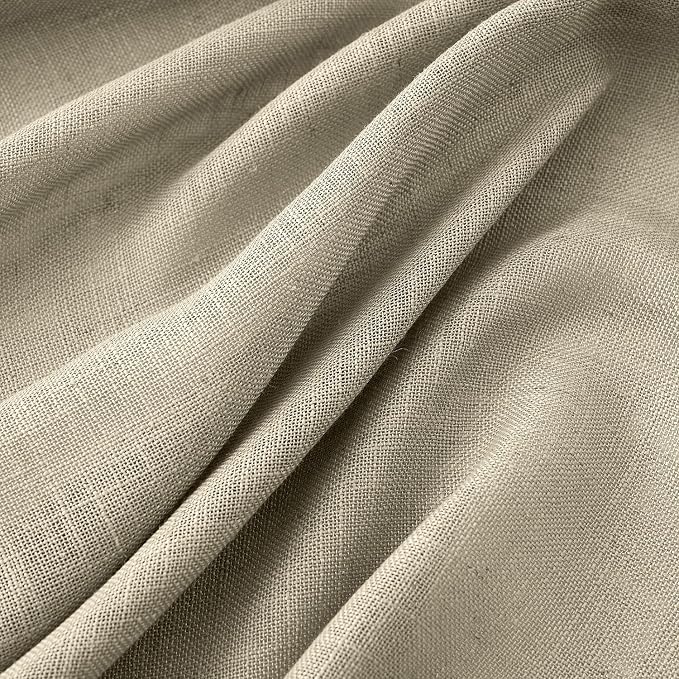 MIULEE Oatmeal Linen Curtains 84 Inch Length 2 Panels for Bedroom Living Room, Soft Thick Linen Textured Natural Window Drapes Semi Sheer Light Filtering Back Tab Rod Pocket Burlap Look Decor