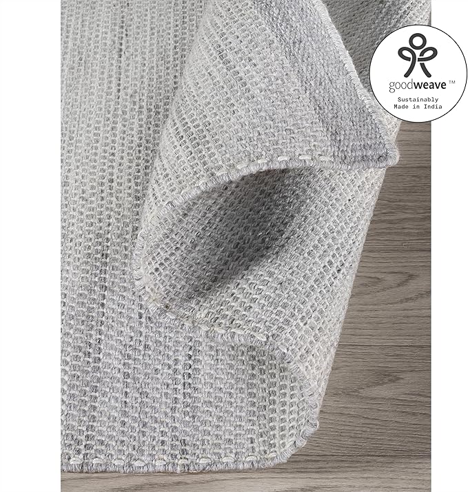 Fab Habitat Machine Washable Area Rug - Hand Woven, Stain Resistant, Reversible - Premium Recycled Polyester Yarn - Solid - Bedroom, Living/Dining Room - Kingscote - Gray - 5 x 8 ft