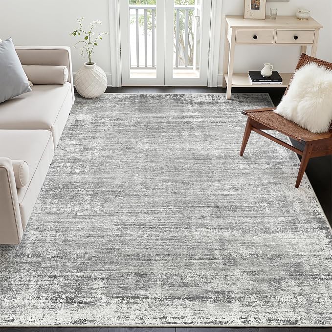 zesthome 5x7 Area Rugs, Modern Washable Rug, Non-Slip Rugs for Living Room, Stain Resistant Abstract Rugs, Ultra-Thin Indoor Area Rug 5x7, Home Decor Grey Rug
