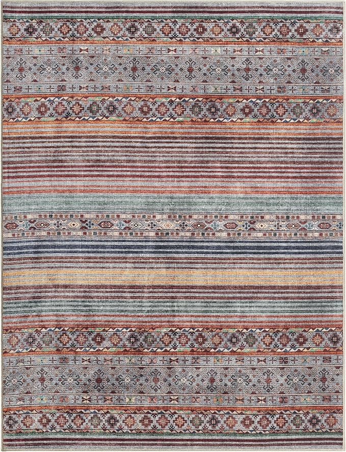 Keen Home Design 48"x72" Rug - Machine Washable Area Rug with Non-Slip Backing, Ideal for Living Room, Dining Room, Bedroom - Vintage, Easy Clean, Durable, Low Pile Rug - (4' x 6')